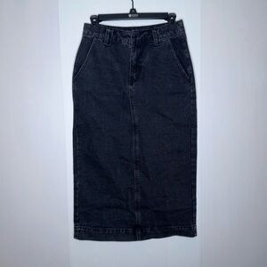 Forever 21 black denim midi skirt size small